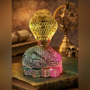 Crystal Cobra Snake Figurine Multicolor Pink Green Amber 3” Art Glass Paperweigh